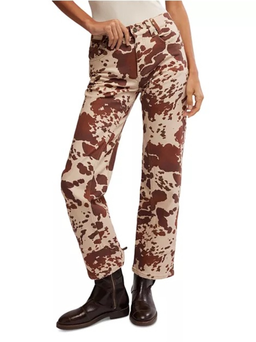 We The Free Risk Taker High Rise Printed Jeans in Tea Combo